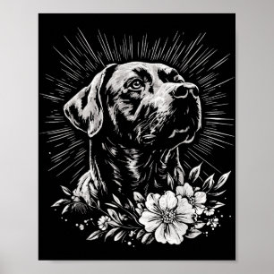 Póster Retro Labrador Recuperador Perro Lover Tattoo Styl