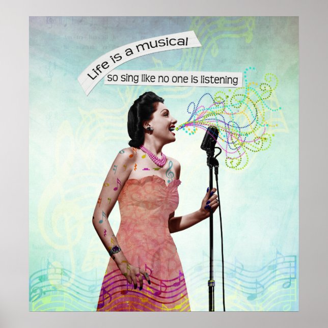 Póster Retro Lady Life Es Una Poster De Canto Musical (Frente)