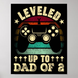 Póster Retro Levantado Hasta Papá De 2 Padres Día Nuevo P