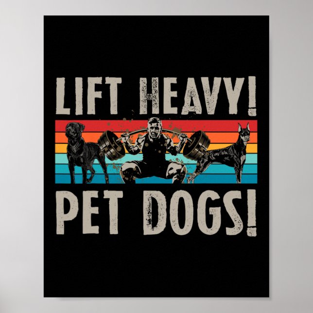 Póster Retro Lift Heavy Pet Dogs Bodybuilding For Weightl (Frente)