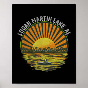 Póster Retro Logan Martin Lake AL Vintage Alabama Summer