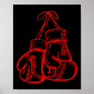 Póster Retro Love Red Boxing Glove Gifts Boxer Gift