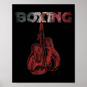 Póster Retro Love Red Boxing Guantes Estilo Vintage Mexic