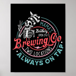 Póster Retro Mama's Ery Brewing Co Divertida Lactancia ma