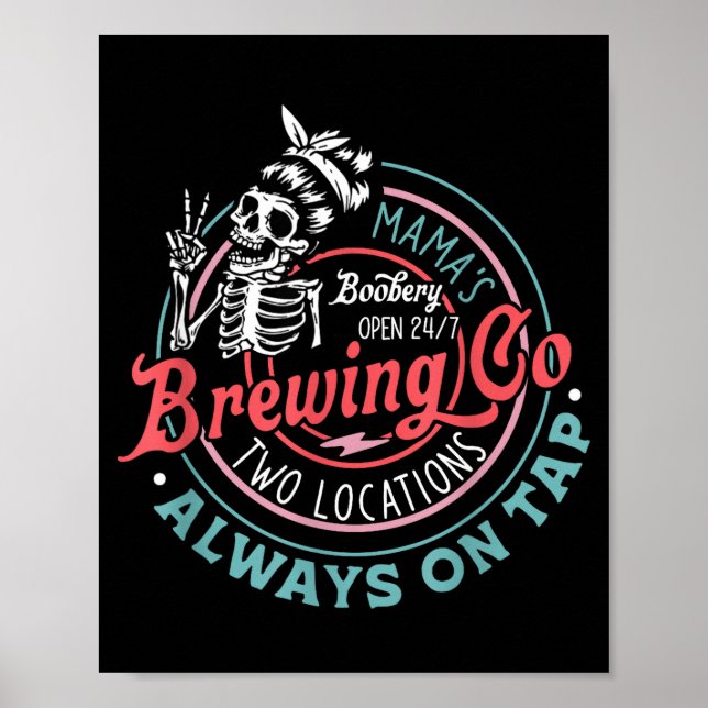 Póster Retro Mama's Ery Brewing Co Funny Breastfeeding Sk (Frente)