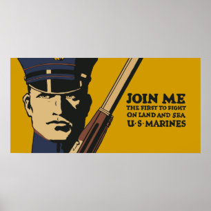 Póster Retro Marines Estadounidenses, Únete