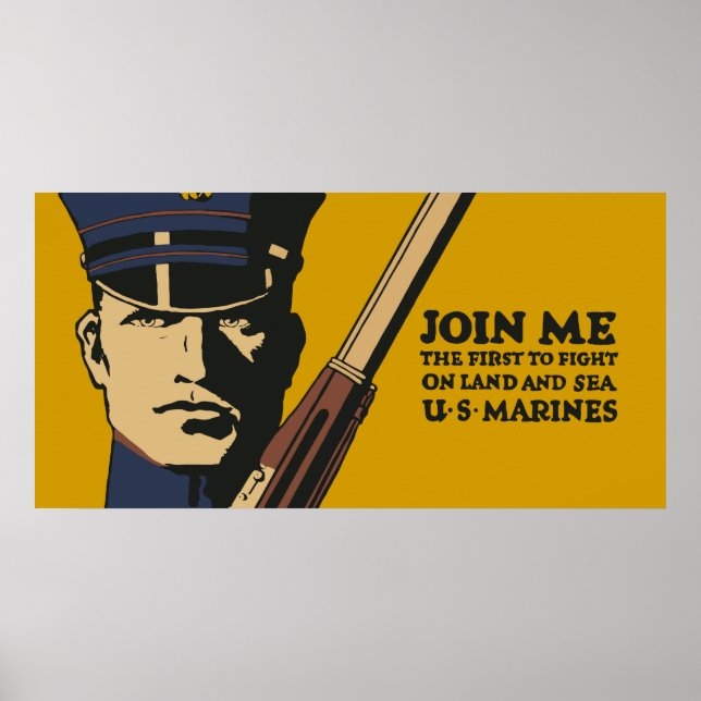 Póster Retro Marines Estadounidenses, Únete (Frente)
