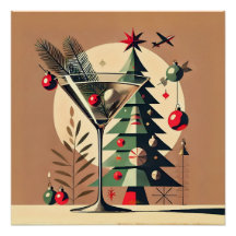 Retro Martini de árbol de Navidad de los 50 Jet Se