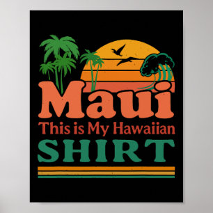 Póster Retro Maui Hawái Playa Surf Surfing 70s Esto Es M