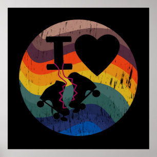 Póster Retro Me Encanta El Patinaje Patinado