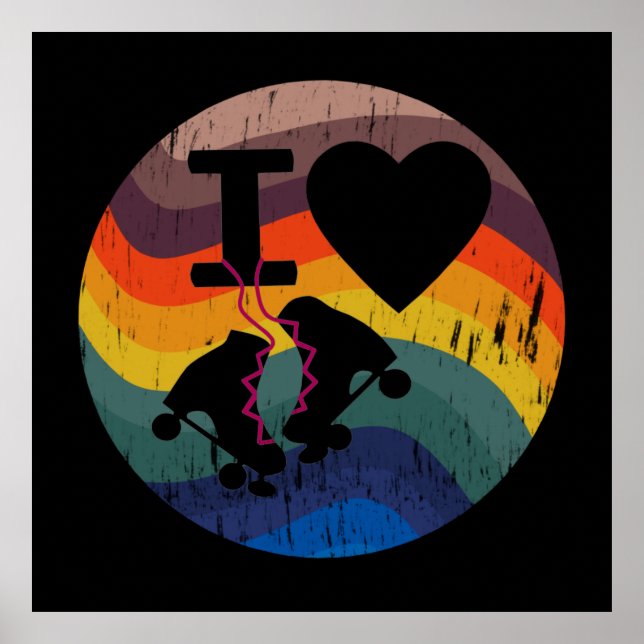 Póster Retro Me Encanta El Patinaje Patinado (Frente)