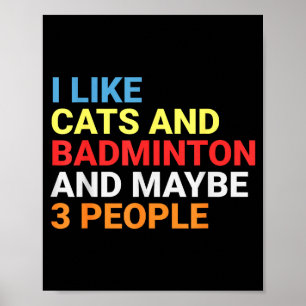 Póster Retro Me gustan los gatos y el bádminton Amante di