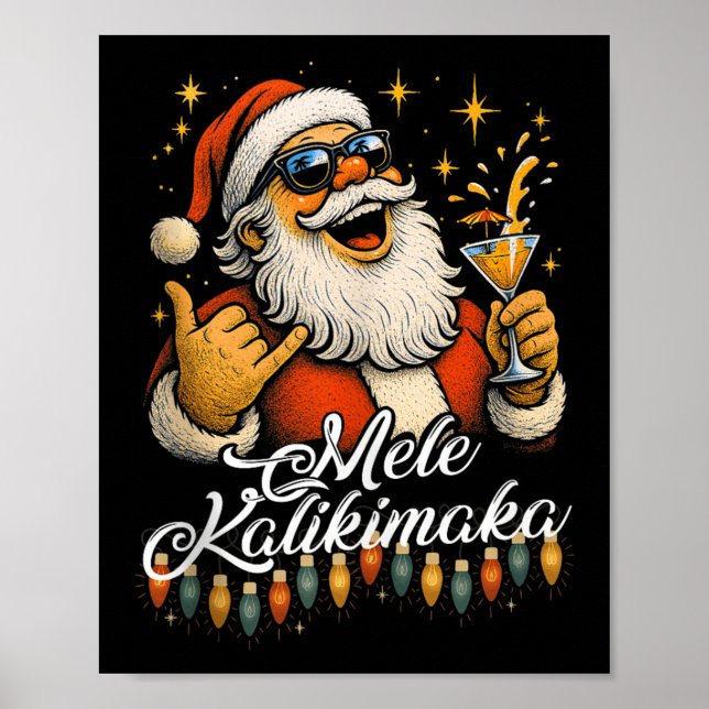 Póster Retro Mele Kalikimaka Hawaiian Christmas Tail, Par (Frente)
