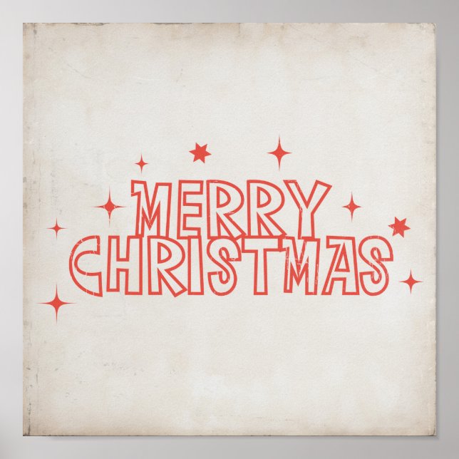 Póster Retro Merry Christmas Typography (Frente)
