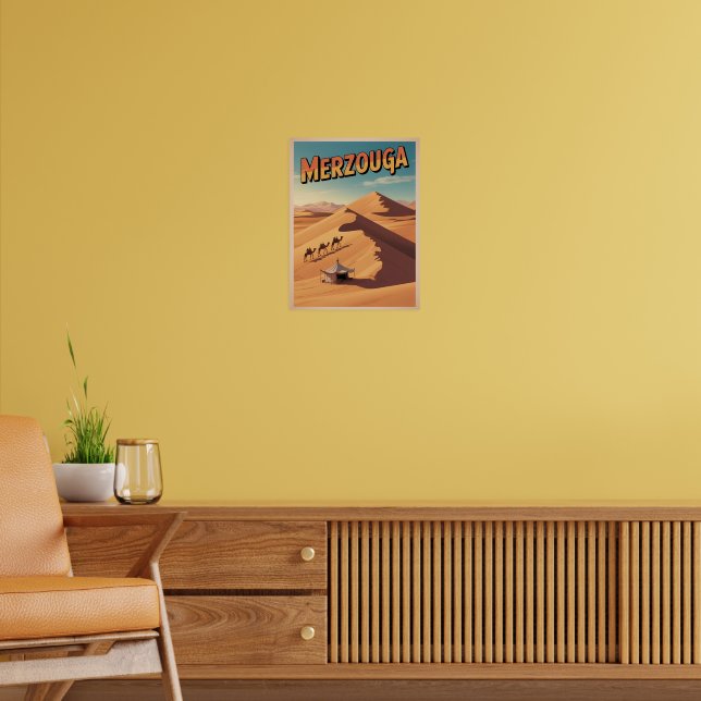 Póster Retro Merzouga sahara camel ride morocco travel  (Salón 2)