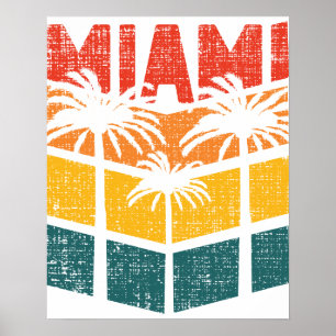 Póster Retro Miami Florida Beach Souvenir Palm Tree 80