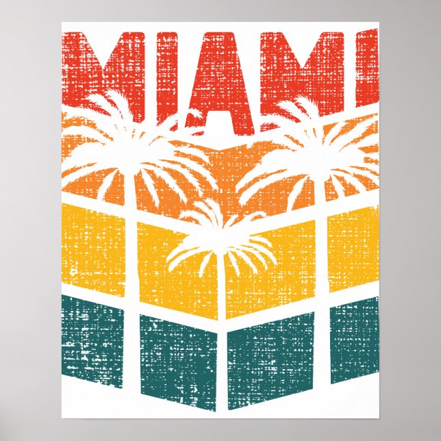Póster Retro Miami Florida Beach Souvenir Palm Tree 80 (Frente)
