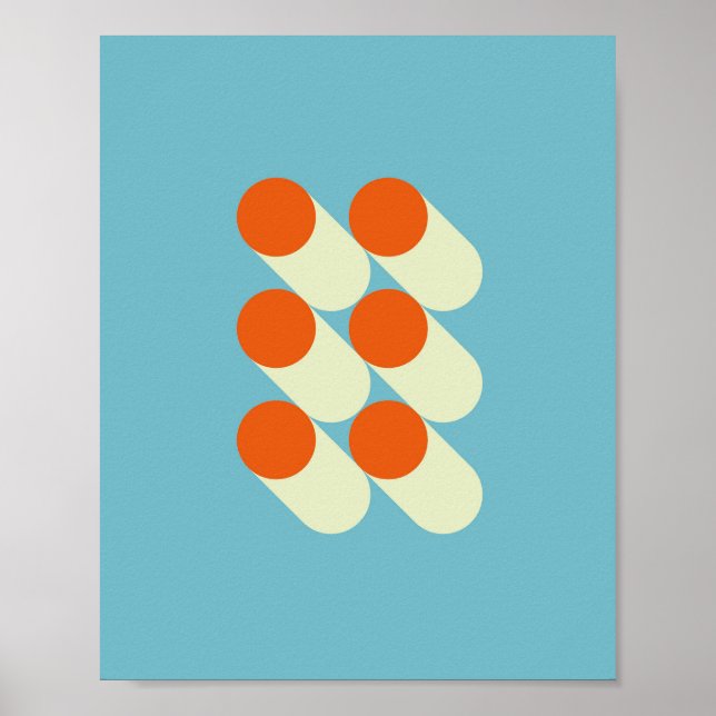 Póster Retro Mid Century Geometric Dots  (Frente)