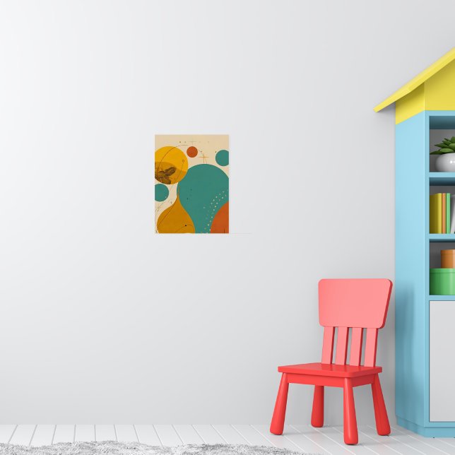 Póster Retro Mid Century Modern Geometric Abstract Design (Guardería 1)