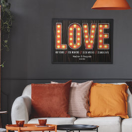 Póster Retro Milestone 60th Anniversary Personalized Love