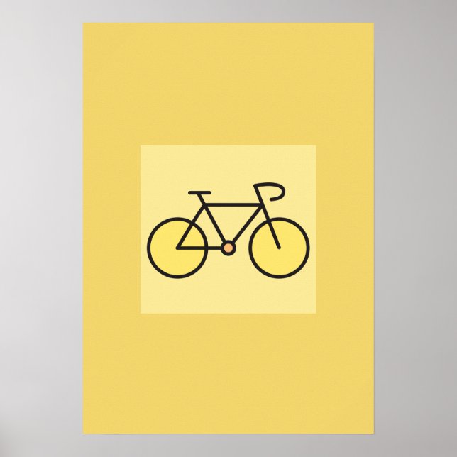 Póster Retro Minimalist Yellow Bicycle Art Nursery Wall  (Frente)