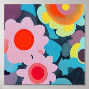 Póster Retro mod flowers
