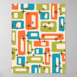 Póster Retro Moderno Abstracto de Mitad de Siglo