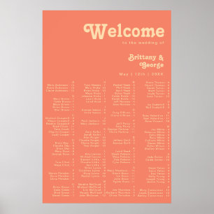 Póster Retro moderno   Poster de asientos alfabéticos cor