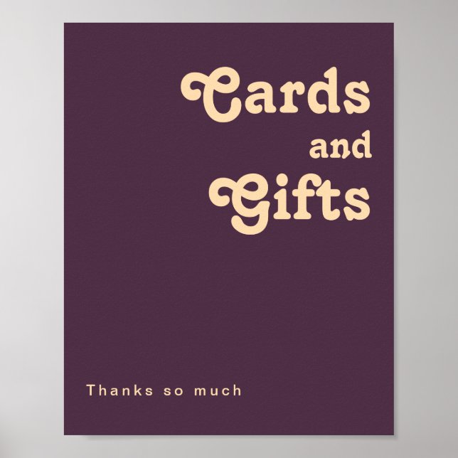 Póster Retro moderno | Rótulo de Tarjetas y Regalos Púrpu (Frente)