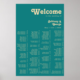 Póster Retro moderno Verde azulado Poster de asientos a