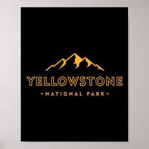 Póster Retro Montaña Parque Nacional Yellowstone Senderis