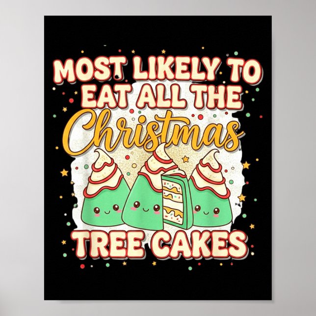 Póster Retro Most Likely To Eat All The Christmas Tree Ca (Frente)