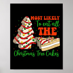 Póster Retro Muy Probable De Comer Todo El Árbol De Navid