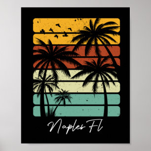 Póster Retro Nápoles Florida Vintage 70's 80's Beach Styl