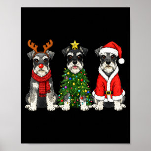 Póster Retro Navidad Miniature Schnauzer Santa Reno