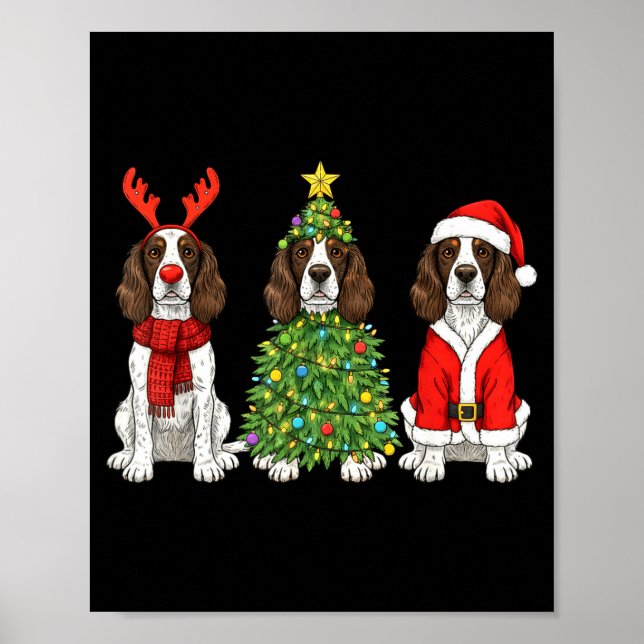Póster Retro Navidad Springer Spaniel Inglés Santa Rei (Frente)