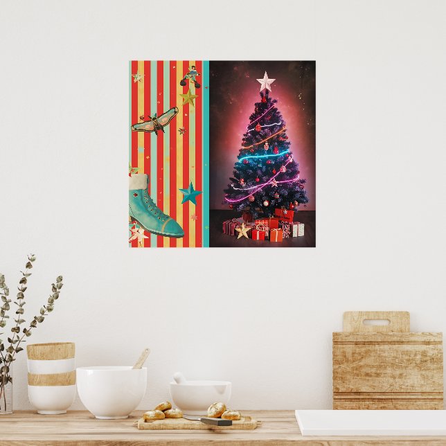 Póster Retro Neon Christmas  (Cocina)
