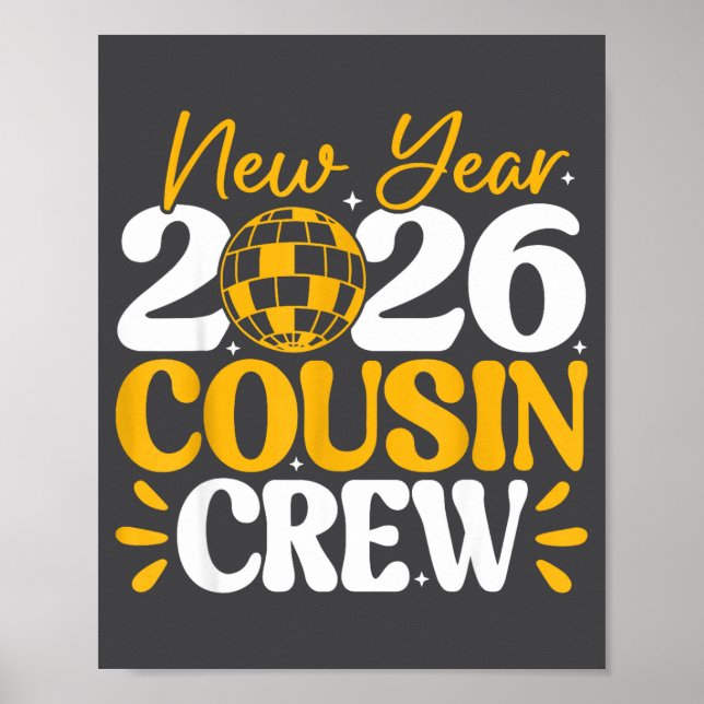 Póster Retro New Year 2026 Cousin Crew New Years Eve Nye  (Frente)