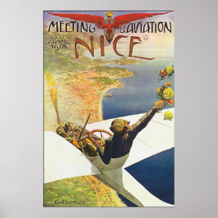 Póster Retro Nice France desde arriba