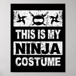 Póster Retro Ninja Costume Halloween Para Niños Hombres