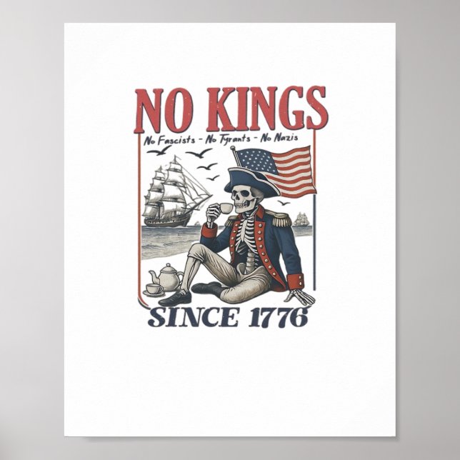 Póster Retro No Reyes Desde 1776 Rechazando Reyes Clásico (Frente)