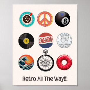 Póster Retro nostálgico a lo largo de la cultura pop