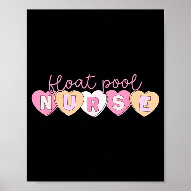 Póster Retro Nurse Float Ol Valentines Heart Icu Med Surg (Frente)