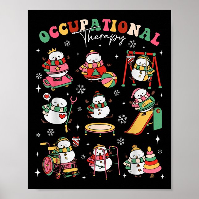 Póster Retro Occupational Therapy Christmas Snowman Ot Ot (Frente)