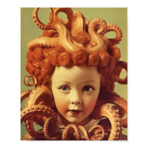 Retro Octopus Doll Head Ensamblage
