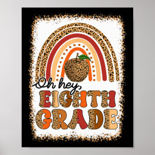 Póster Retro Oh Hey Octavo Grado Boho Arcoíris Primer Día