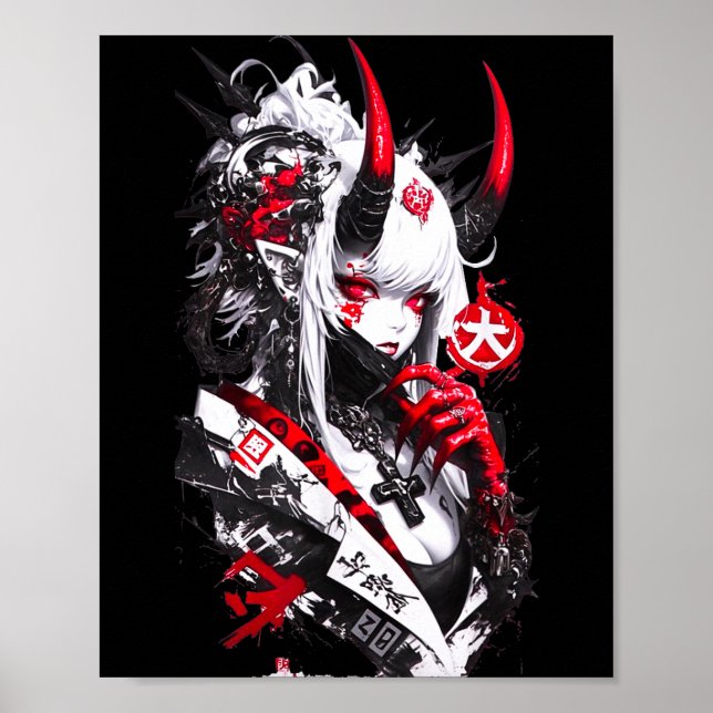 Póster Retro Okami Girl Basic Japan Style Fox Cute Cool M (Frente)