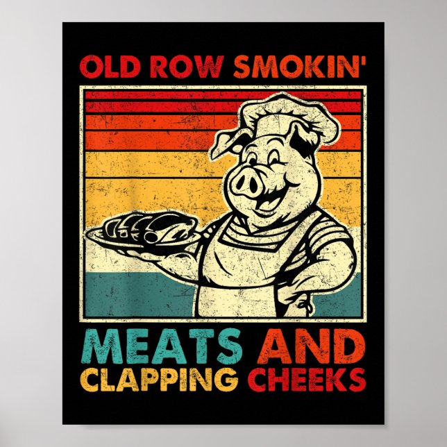 Póster Retro Old Row Smoking Meats And Clapping Cheeks Fu (Frente)