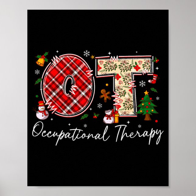 Póster Retro Ot Occupational Therapy Santa Christmas Ot S (Frente)