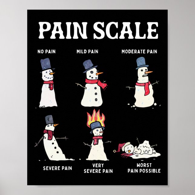 Póster Retro Pain Scale Snowman Trauma Nurse Christmas Nu (Frente)
